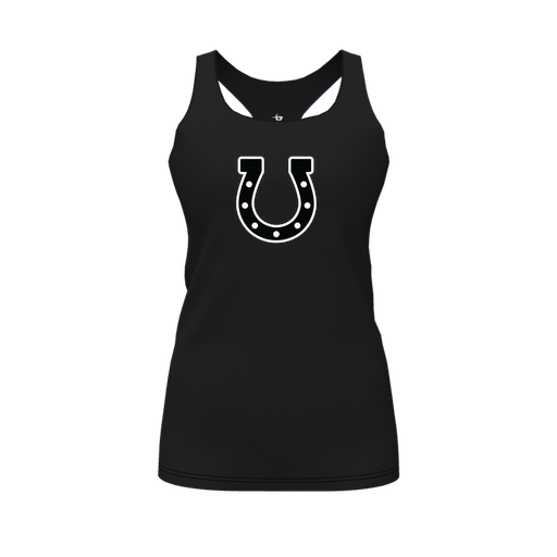 [CUS-DFW-RCBK-PER-BLK-FYS-LOGO2] Racerback Tank Top (Female Youth S, Black, Logo 2)