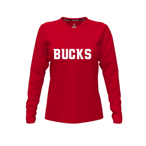 [FTLVCFRD-FYXS-LOGO3] Comfort T-Shirt (Female Youth XS, Red, V Neck, Logo 3, Long Sleeve)
