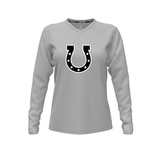 [FTLVCFGY-FYXS-LOGO2] Comfort T-Shirt (Female Youth XS, Gray, V Neck, Logo 2, Long Sleeve)