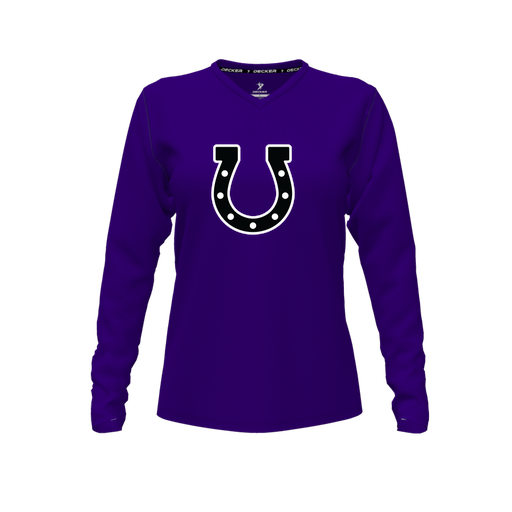 [FTLVCFPP-FYXS-LOGO2] Comfort T-Shirt (Female Youth XS, Purple, V Neck, Logo 2, Long Sleeve)