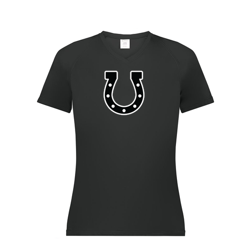 [2792.080.XS-LOGO2] Ladies Smooth Sport V-Neck T-Shirt (Female Adult XS, Black, Logo 2)