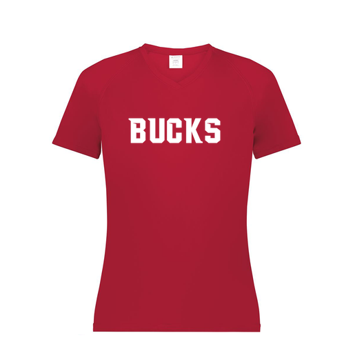 [2792.083.XS-LOGO3] Ladies Smooth Sport V-Neck T-Shirt (Female Adult XS, Red, Logo 3)