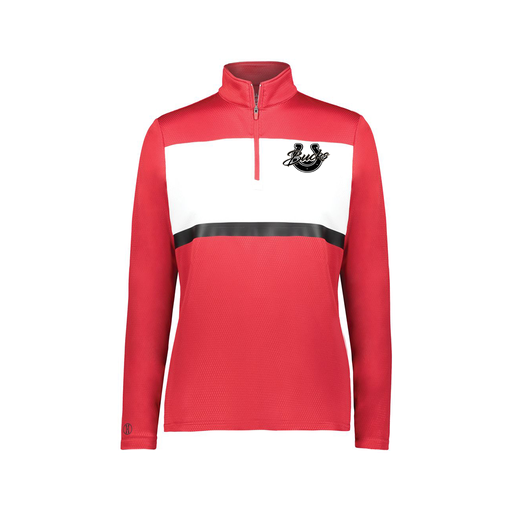 [222791.408.XS-LOGO1] Ladies Bold 1/4 Zip Pullover (Female Adult XS, Red, Logo 1)