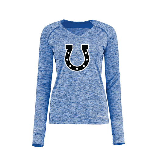 [222770.U55.XS-LOGO2] Ladies Electric Long Sleeve Shirt (Female Adult XS, Royal, Logo 2)