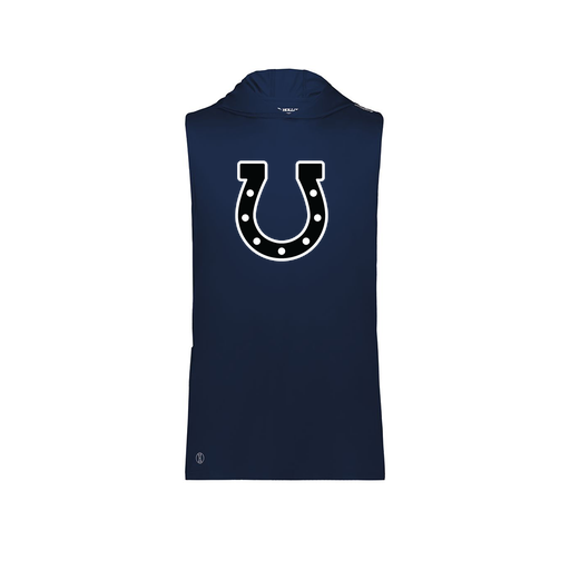 [222590.065.XS-LOGO2] Men's CoolDry Sleeveless Hoodie (Adult XS, Navy, Logo 2)