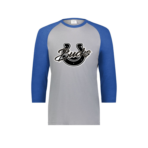 [6879.28V.S-LOGO1] Men's Vintage 3/4 Sleeve T-Shirt (Adult S, Royal, Logo 1)