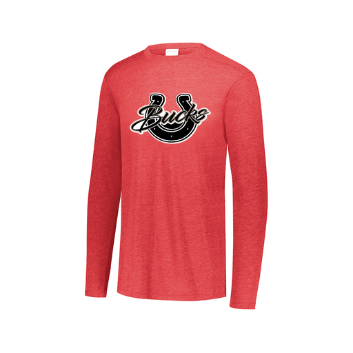 [FTLCUBRD-AXS-LOGO1] Decker Men's Tri-Blend T-Shirt - Long Sleeve (Adult XS, Red, Logo 1)