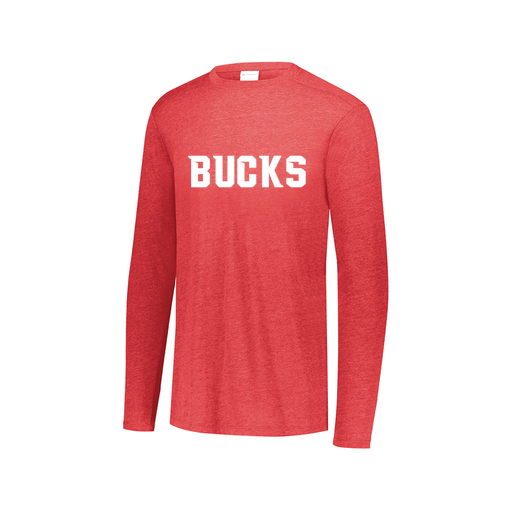 [FTLCUBRD-AXS-LOGO3] Decker Men's Tri-Blend T-Shirt - Long Sleeve (Adult XS, Red, Logo 3)