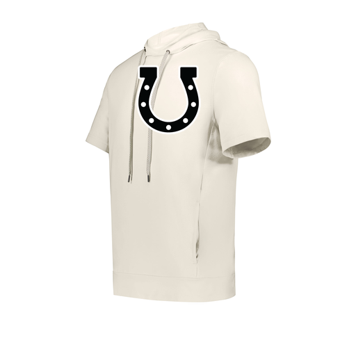 [222505.907.S-LOGO2] Men's Venturs Soft Knit Short Sleeve Hoodie (Adult S, White, Logo 2)