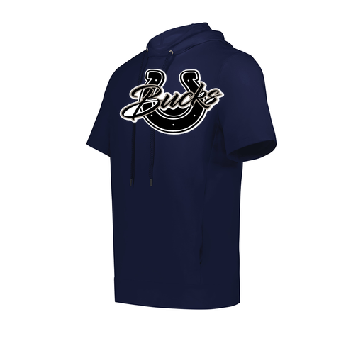 [222505.065.S-LOGO1] Men's Venturs Soft Knit Short Sleeve Hoodie (Adult S, Navy, Logo 1)