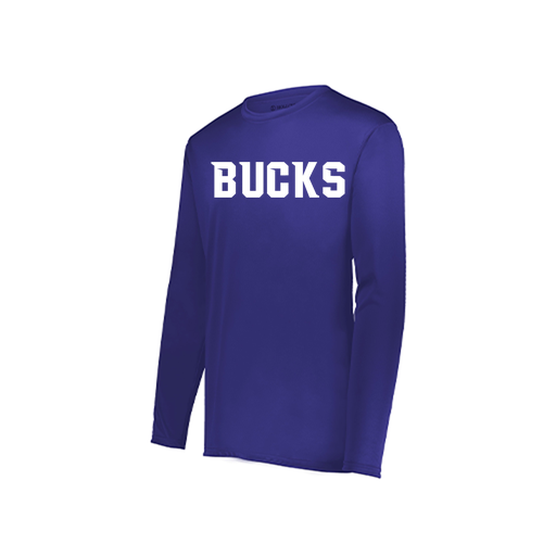 [222823.747.S-LOGO3] Youth LS Smooth Sport Shirt (Youth S, Purple, Logo 3)