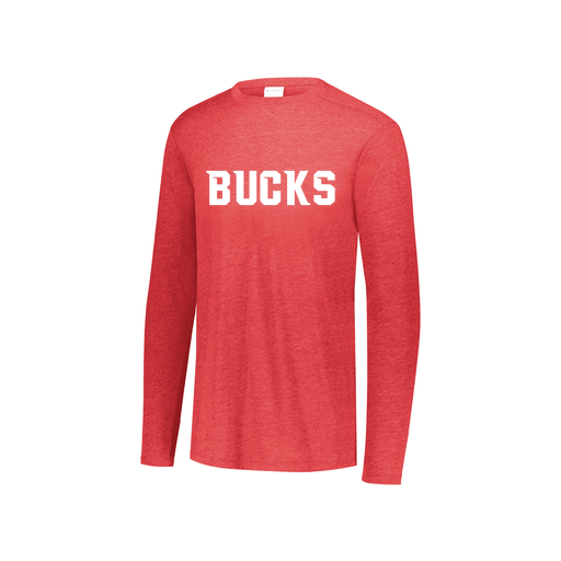 [FTLCUBRD-YS-LOGO3] Decker Youth Tri-Blend T-Shirt - Long Sleeve (Youth S, Red, Logo 3)